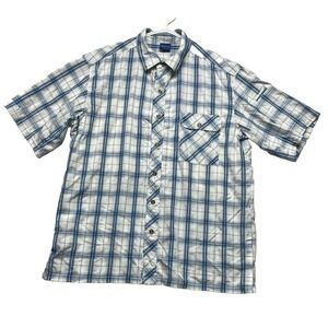 Propper Covert Button Up Shirt Men Large Blue Plaid Tactical Short Sleeve Summer